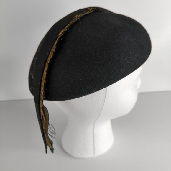 Vintage Glenover Retro 60s Cabaret Glam Chic Single Feather Lady Velour Hat - Picture 2 of 10